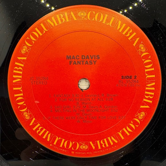 Mac Davis Fantasy Vinyl Record LP Casablanca Record and Filmworks Album - Picture 2 of 3